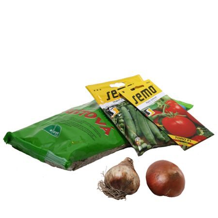Semena zeleniny a květin, travní a krmné směsi, cibuloviny, hlízy, sadba brambor, sazečka cibule, česnek
